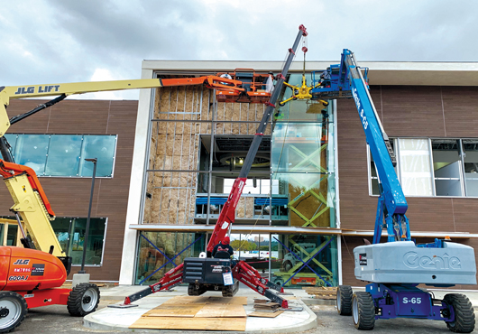 Singularity Glazing, Inc. installing insulated glass at Chase Bank in City of Industry, California.